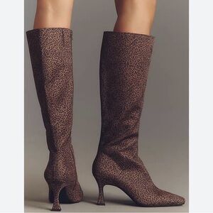 NEW! Jeffrey Campbell Checkmate Cheetah Tall Black Brown Boots size 7.5 reg $210